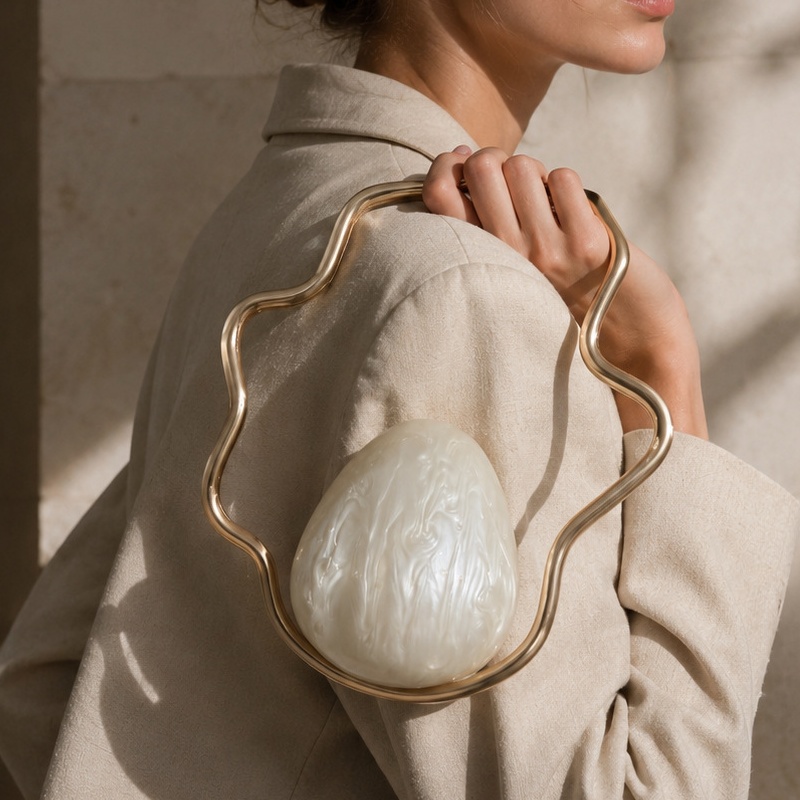 Luxury Bags Gold - Damska mini torebka w kształcie jajka