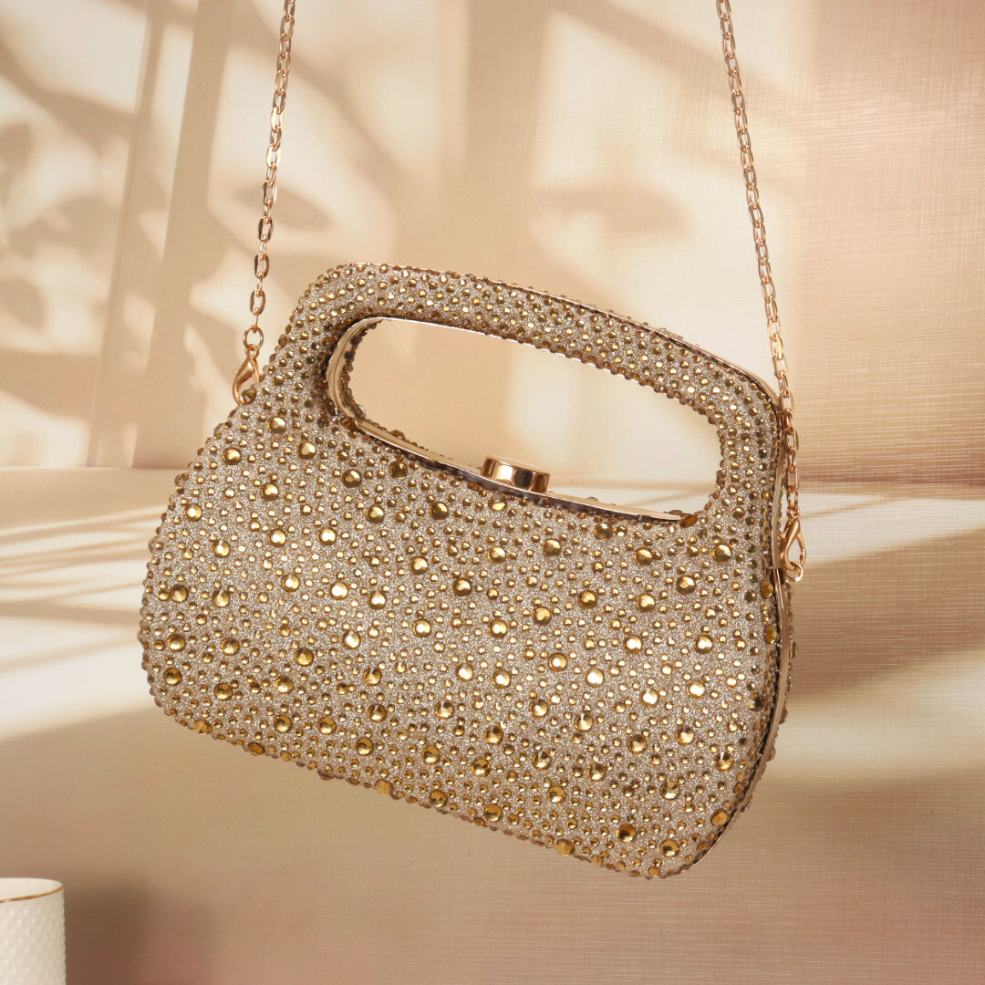 Luxury Bags Gold - Złota, brokatowa, luksusowa torebka wieczorowa z
