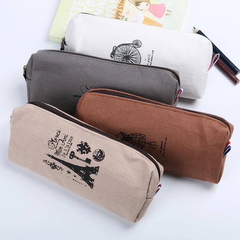 Luxury Bags Paris - Vintage Retro Lniany Piórnik Elegancki Wzór